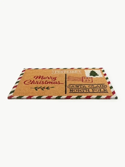 Handgetufte deurmat Yarrow met kerstpatroon