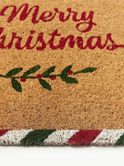 Handgetufte deurmat Yarrow met kerstpatroon