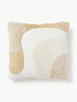 Handgetufte kussenhoes Malu met decoraties