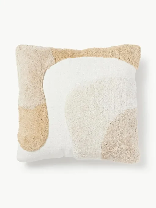 Handgetufte kussenhoes Malu met decoraties