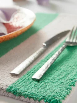 Handgetufte placemats Kio Stripe, 4 stuks