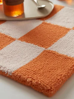 Handgetufte placemats Kio Check, 4 stuks