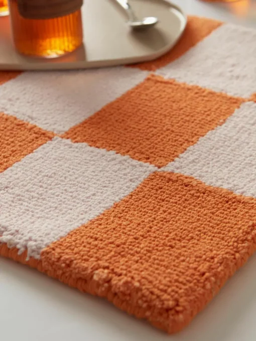 Handgetufte placemats Kio Check, 4 stuks
