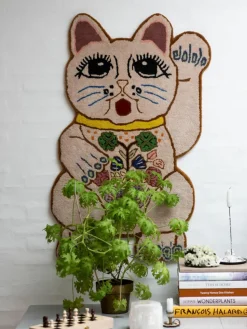 Handgetufte wollen deurmat Lucky
