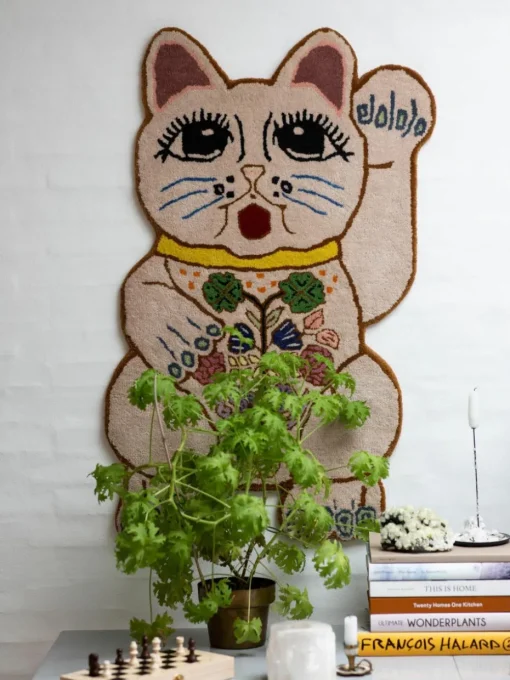 Handgetufte wollen deurmat Lucky