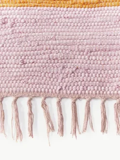 Handgeweven katoenen vloerkleed Chindi met franjes
