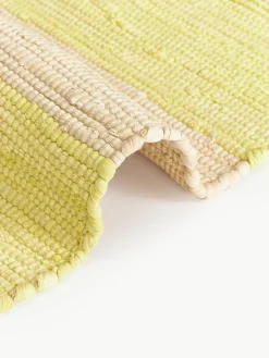 Handgeweven katoenen vloerkleed Chindi met franjes