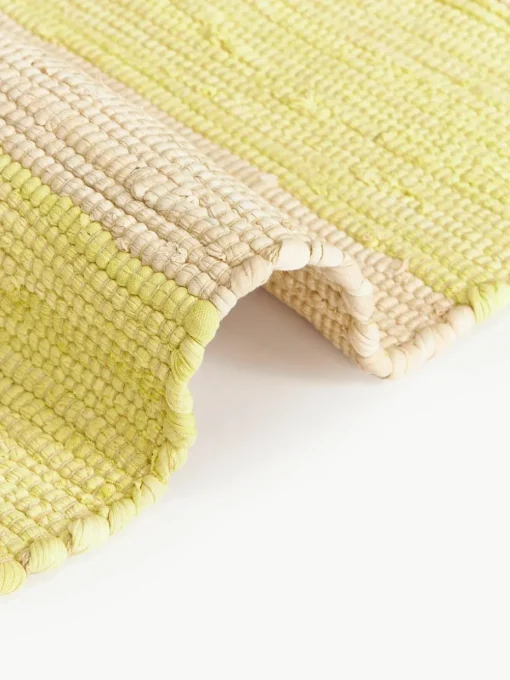Handgeweven katoenen vloerkleed Chindi met franjes