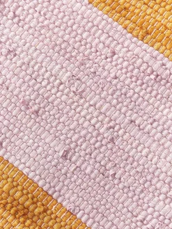 Handgeweven katoenen vloerkleed Chindi met franjes