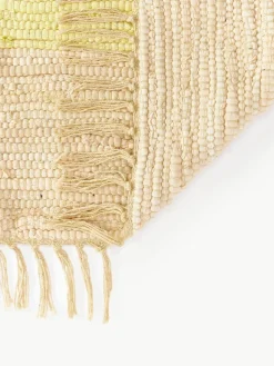 Handgeweven katoenen vloerkleed Chindi met franjes