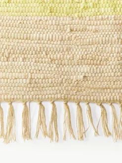 Handgeweven katoenen vloerkleed Chindi met franjes
