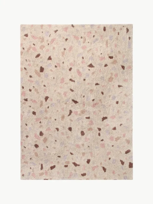 Handgeweven kindervloerkleed Terrazzo, wasbaar