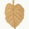 Handgeweven kindervloerkleed Monstera met hoog-laag effect, wasbaar