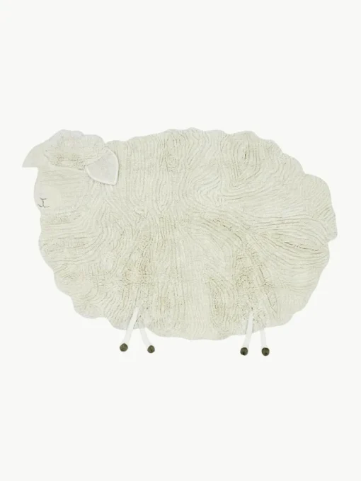Handgeweven kindervloerkleed Sheep van wol, wasbaar