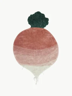 Handgeweven kindervloerkleed Ramona the Radish, wasbaar