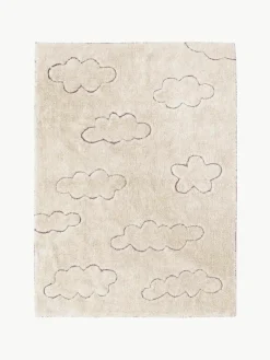 Handgeweven kindervloerkleed Clouds met hoog-laag effect, wasbaar