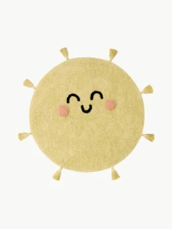 Handgeweven kindervloerkleed You're My Sunshine met kwastjes, wasbaar