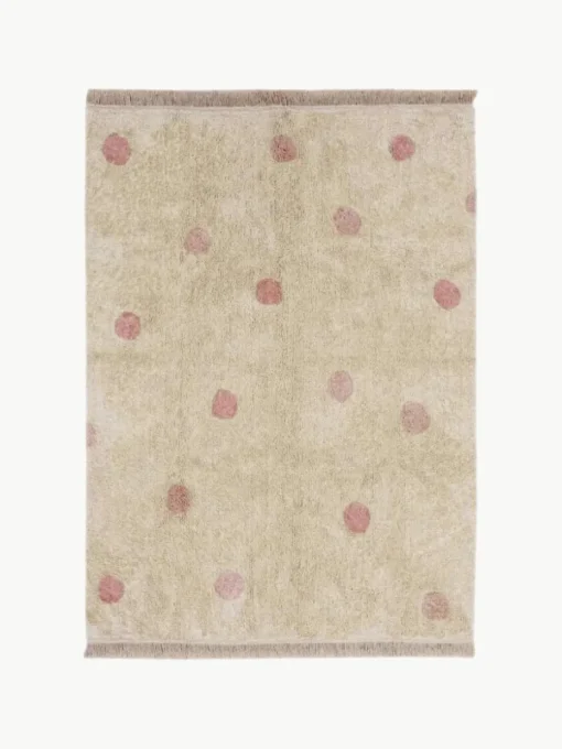 Handgeweven kindervloerkleed Hippy Dots, wasbaar