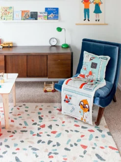 Handgeweven kindervloerkleed Terrazzo, wasbaar