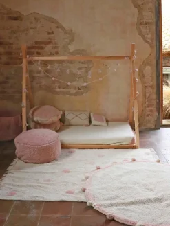 Handgeweven kindervloerkleed Hippy Dots, wasbaar