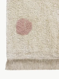 Handgeweven kindervloerkleed Hippy Dots, wasbaar