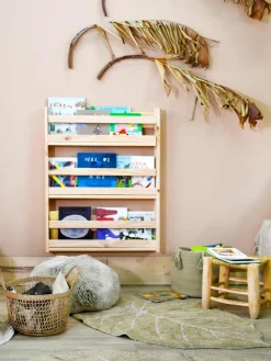 Handgeweven kindervloerkleed Mini Monstera met hoog-laag effect, wasbaar