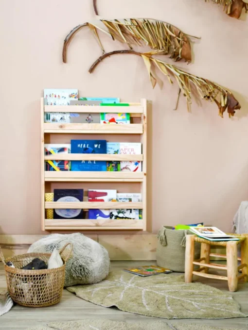 Handgeweven kindervloerkleed Mini Monstera met hoog-laag effect, wasbaar