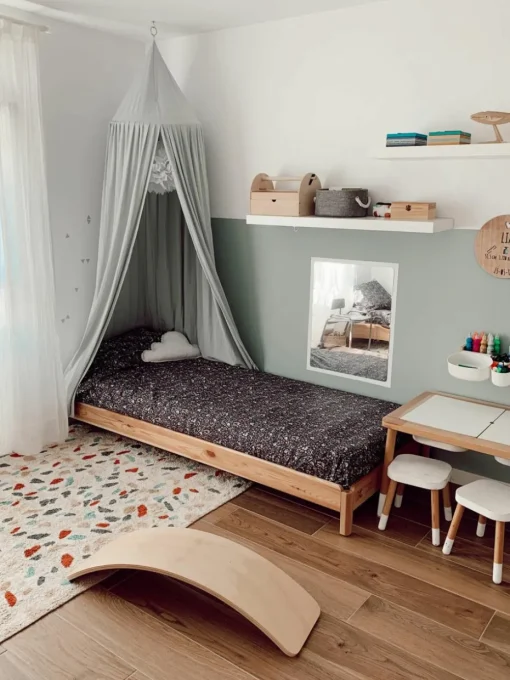 Handgeweven kindervloerkleed Terrazzo, wasbaar