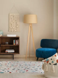 Handgeweven kindervloerkleed Terrazzo, wasbaar