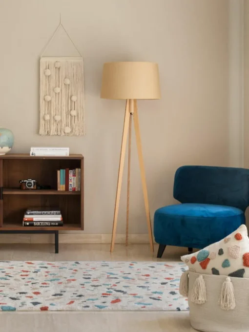 Handgeweven kindervloerkleed Terrazzo, wasbaar
