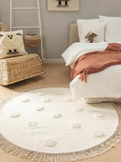 Handgeweven rond kindervloerkleed Carlson van wol