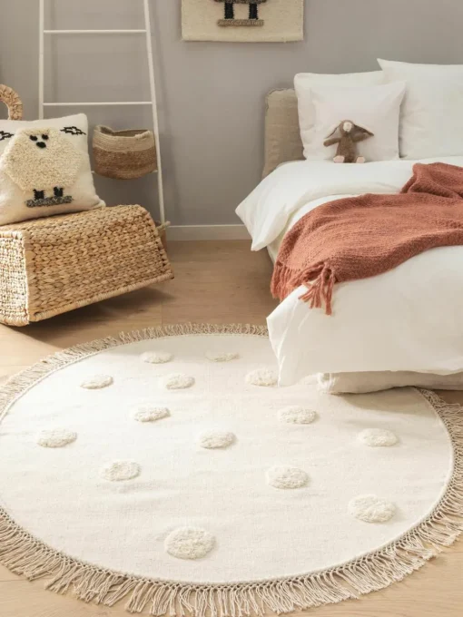 Handgeweven rond kindervloerkleed Carlson van wol