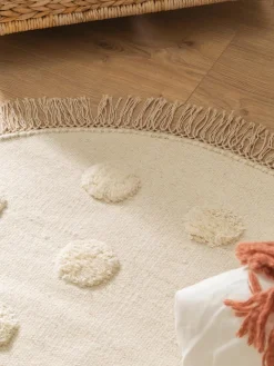 Handgeweven rond kindervloerkleed Carlson van wol