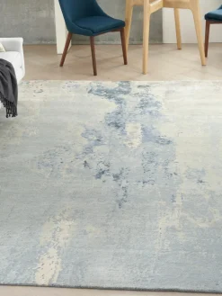 Handgeweven viscose vloerkleed Silk Shadows