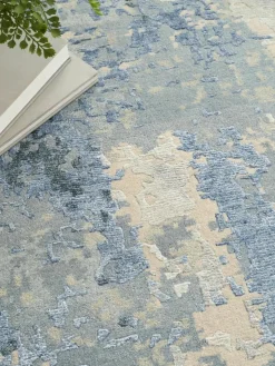 Handgeweven viscose vloerkleed Silk Shadows