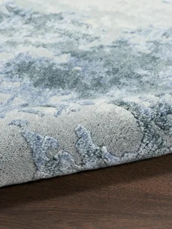 Handgeweven viscose vloerkleed Silk Shadows