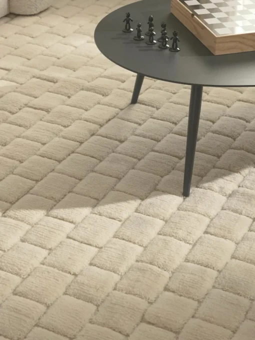 Handgeweven wollen vloerkleed Adley met hoog-laag structuur