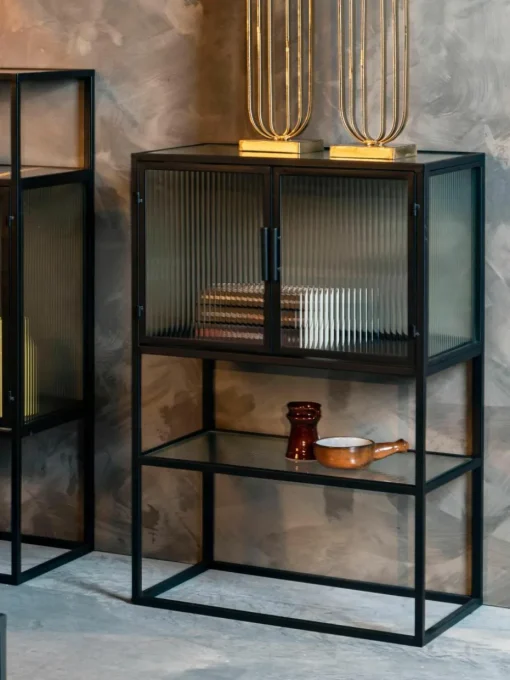 Highboard Boli met gegroefd glas