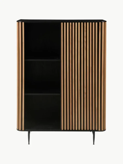 Highboard Linea met schuifdeur en geribbelde voorzijde
