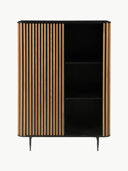 Highboard Linea met schuifdeur en geribbelde voorzijde