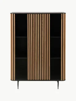Highboard Linea met schuifdeur en geribbelde voorzijde