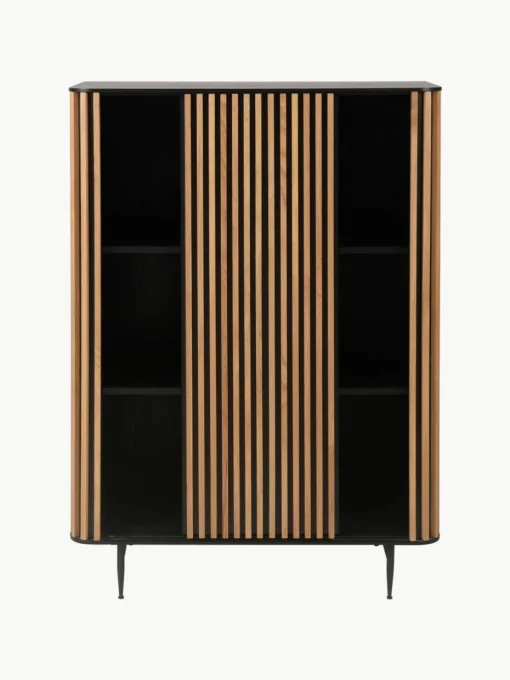 Highboard Linea met schuifdeur en geribbelde voorzijde
