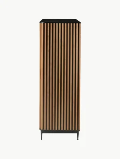 Highboard Linea met schuifdeur en geribbelde voorzijde