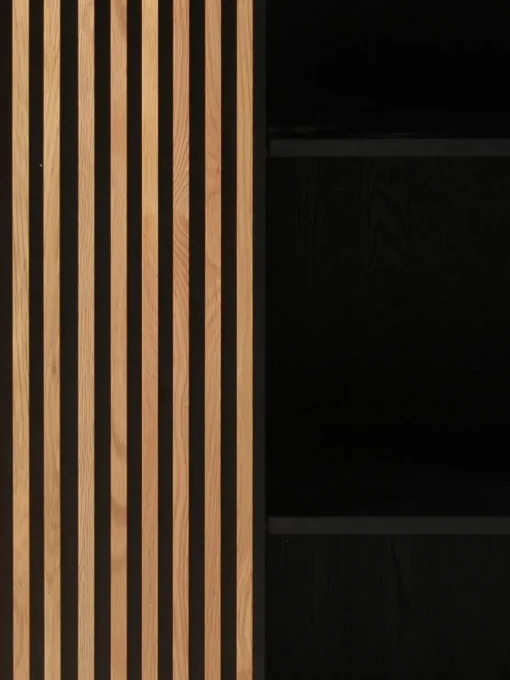 Highboard Linea met schuifdeur en geribbelde voorzijde