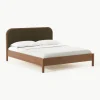 Houten bed Jones met hoofdeinde van bouclé
