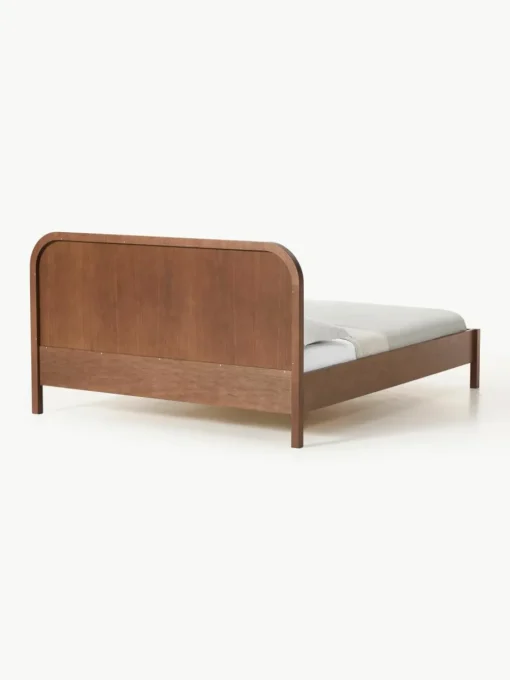 Houten bed Jones met hoofdeinde van bouclé