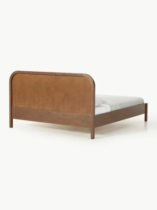 Houten bed Jones met hoofdeinde van bouclé