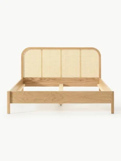 Houten bed Jones met hoofdeinde van Weens vlechtwerk