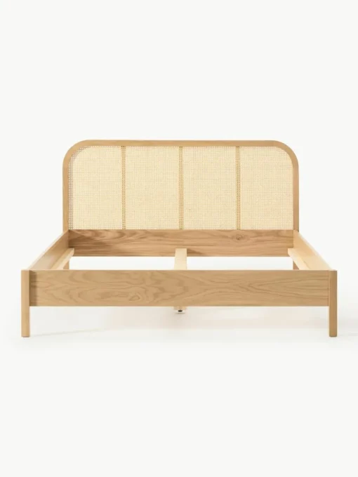 Houten bed Jones met hoofdeinde van Weens vlechtwerk