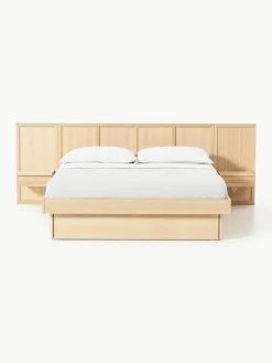 Houten bed Nanto met lades en hoofdeinde